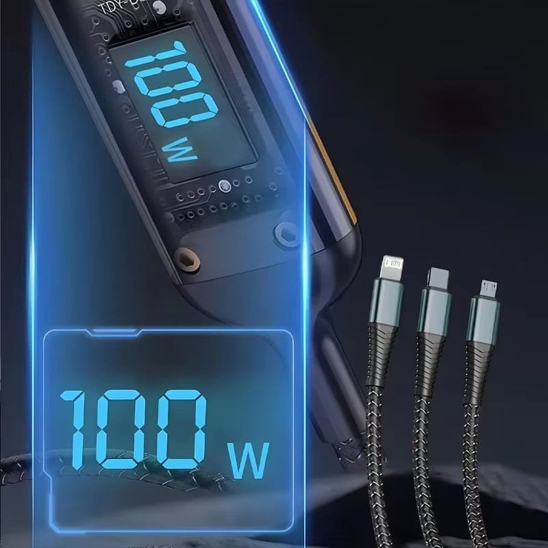 🔥⚡Transparent Luminous 3-in-1 Super Fast Charging Cable